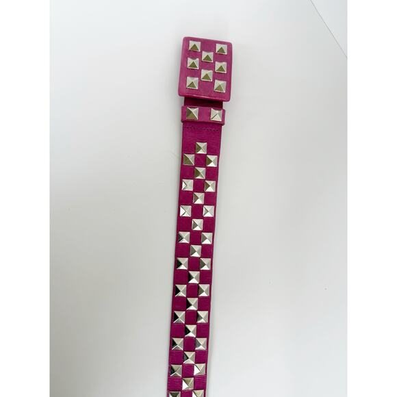 Streets Ahead Studded Leather B Roger Belt Pink Silver Studs Medium Rare main image 11